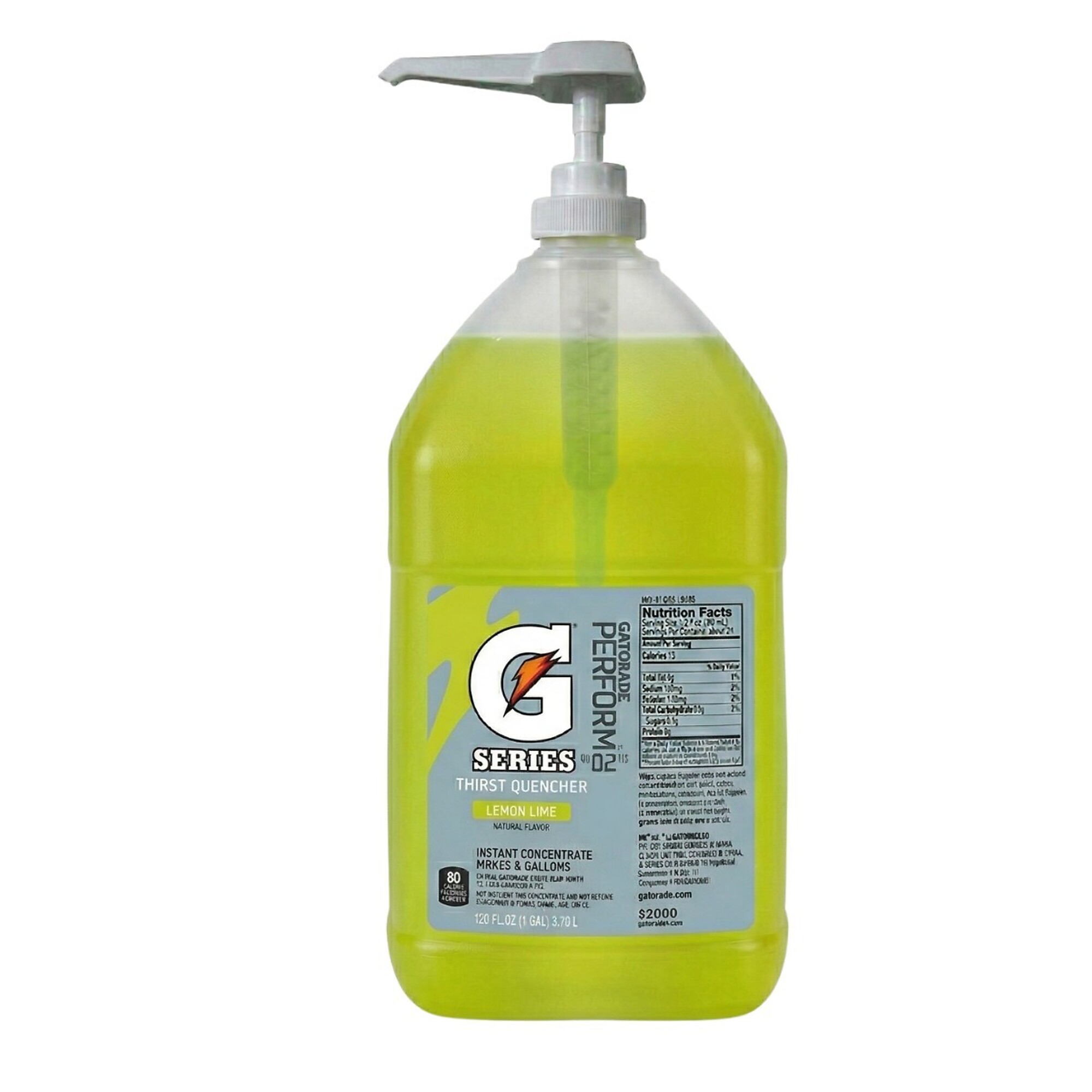 Gatorade Liquid Concentrate Thirst Quencher, Lemon-Lime, 1 Gallon Bulk Syrup with Dispenser Pump, Makes 6 Gallons